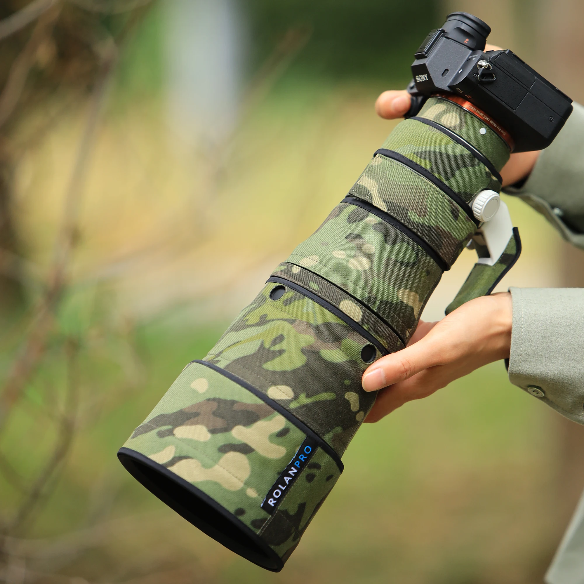 ROLANPRO Wasserdichter Objektivschutz für Sony FE 600mm F6.3 GM OSS Camo Regenschutz Schutzhülle SEL600F63GM Etui 600F6.3GM Stoff – Detail 19