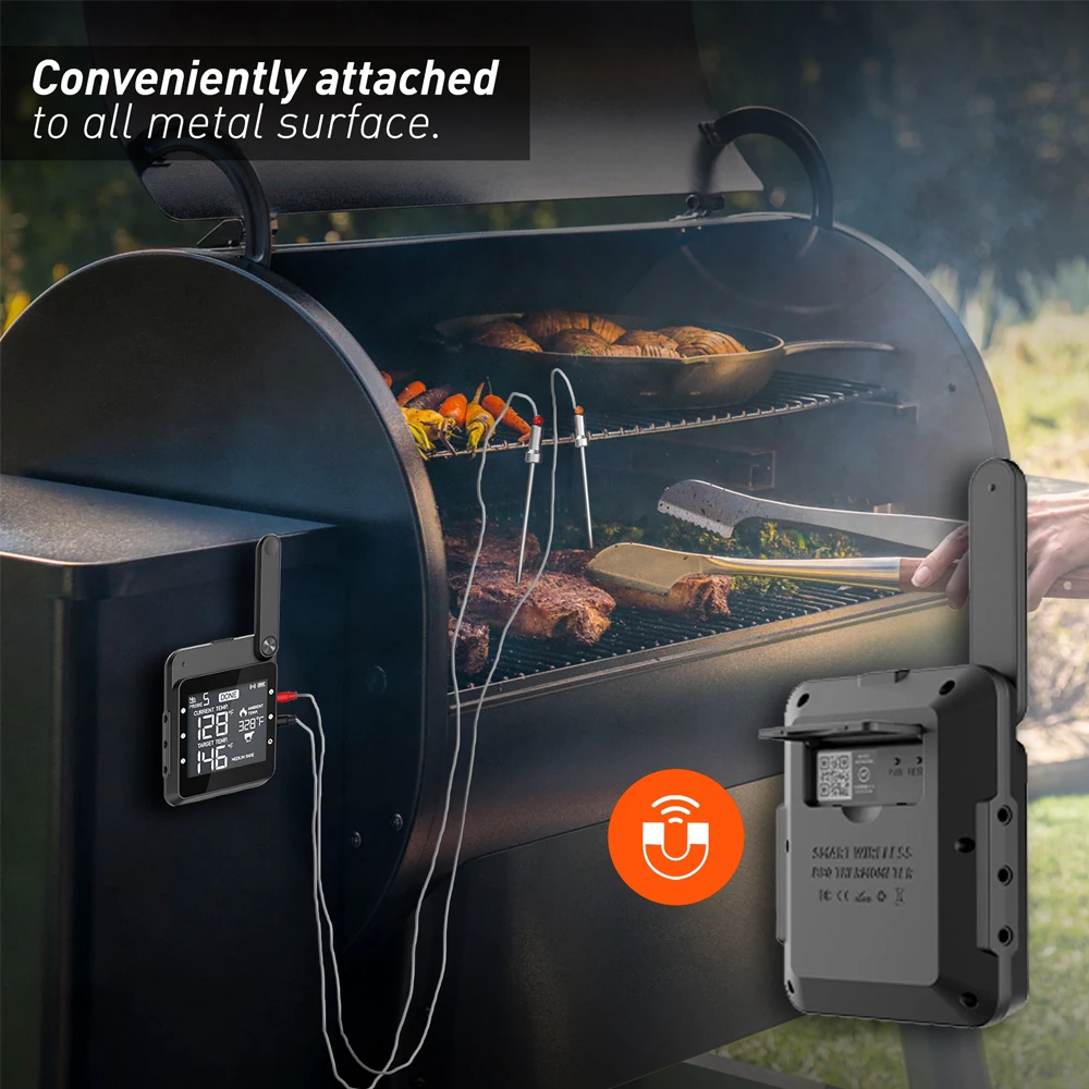Food Thermometer Digital Wifi Smart Rechargeable Wireless Remote Meat Cooking BBQ For Steak Oven Grill Smoker With Magnet