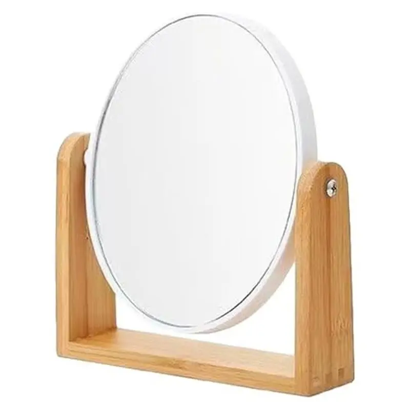 

Зеркало для макияжа AB33 с подставкой из натурального бамбука, 8-дюймовое двустороннее поворотное зеркало с 3-кратным увеличением для ванной и рабочего стола