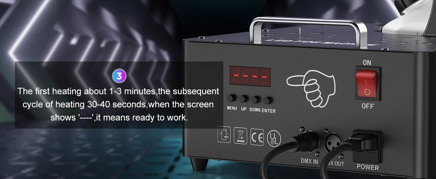U'King 2000W Doppelrohr-Nebelmaschine, DMX512 8+8 RGB 3IN1 LED Rauchmaschine, Bühnen-Farbsprühgerät, Hochzeits- und Bankett-Farbnebelmaschine – Detail 7