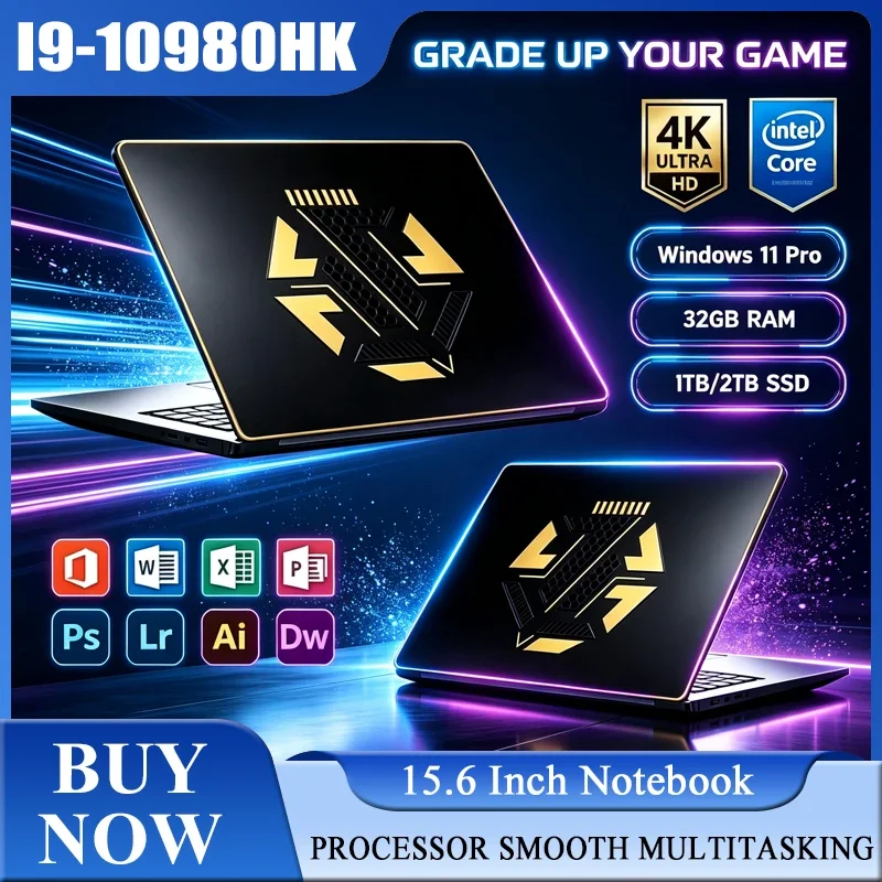 15.6 Inch Full HD IPS Laptop 120Hz Screen Intel Core I9-10980HK 32GB RAM 2TB SSD Backlit Keyboard Long Battery Life Windows 11