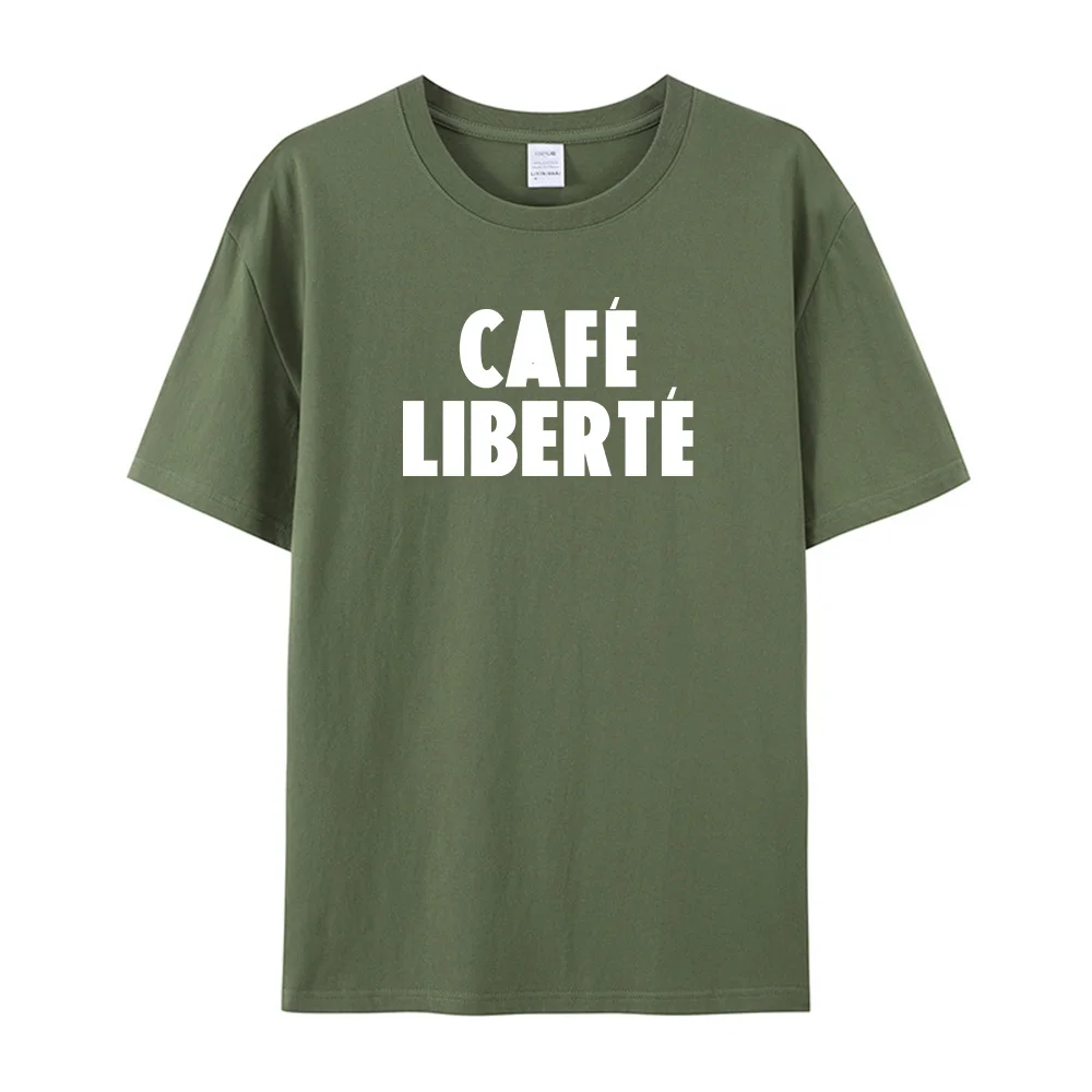 Cafe Liberte Letters Printing Retro Loose Cotton Army Green T Shirts Female Summer Short Sleeve Fashion Tops Casual Elegant Tees