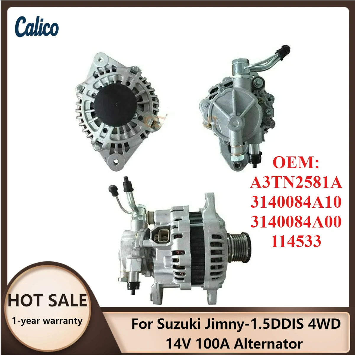 

Factory Direct Sales Are Suitable for Suzuki Jimny-1.5DDIS 4WD 14V 100A Alternator A3TN2581A 3140084A10 3140084A00 114533