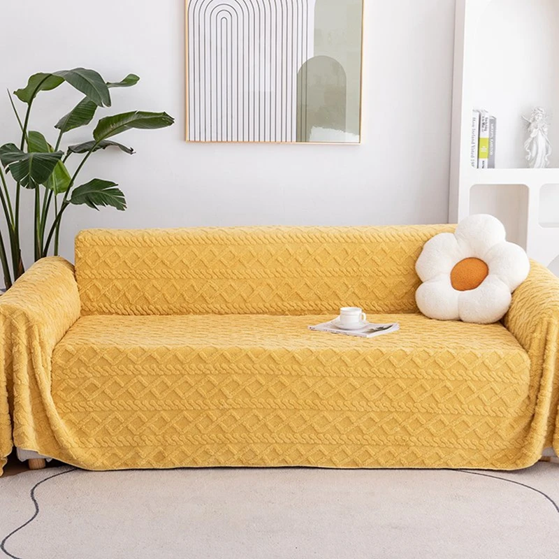 أريكة جاكار محبوكة على الوجهين رمي فاخر المخملية متماسكة عكسها الغلاف تغطية كاملة معزول غطاء أريكة قابل للتمدد #3