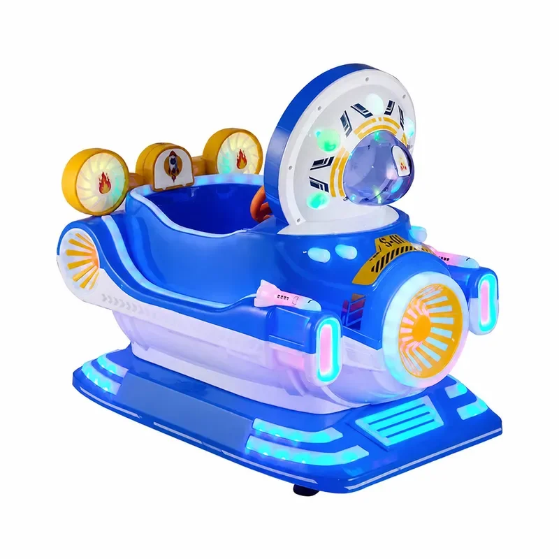 2025 New Electric Coin Operated Rocker Commercial Supermarket Door Blowing Bubble Space Capsule Swing Machine