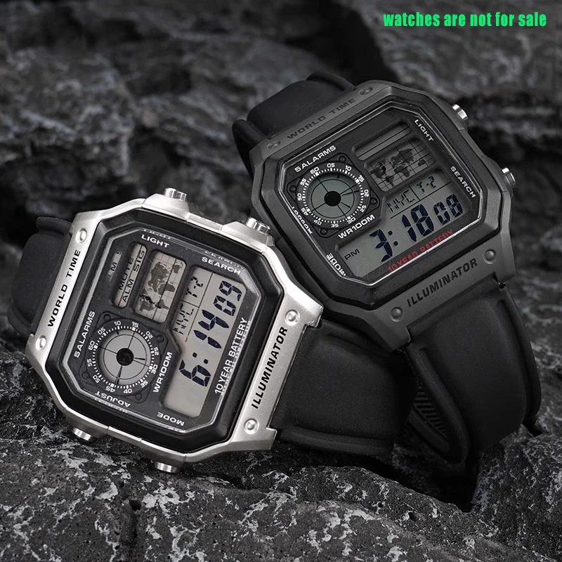 Correa de reloj de goma negra de 18mm adecuada para relojes cuadrados pequeños Casio AE1200/1300 SGW400 AQ-150W A158W A168 correa de reloj de silicona