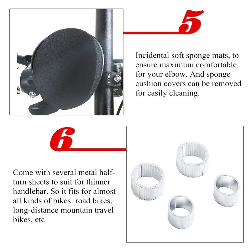 WEST BIKING Aluminium-Legierung TT Lenker Aero Bike Extender Armstützen Verstellbare Lenkerverlängerung mit Schwamm-Ellbogenschonern für Radfahren – Detail 8