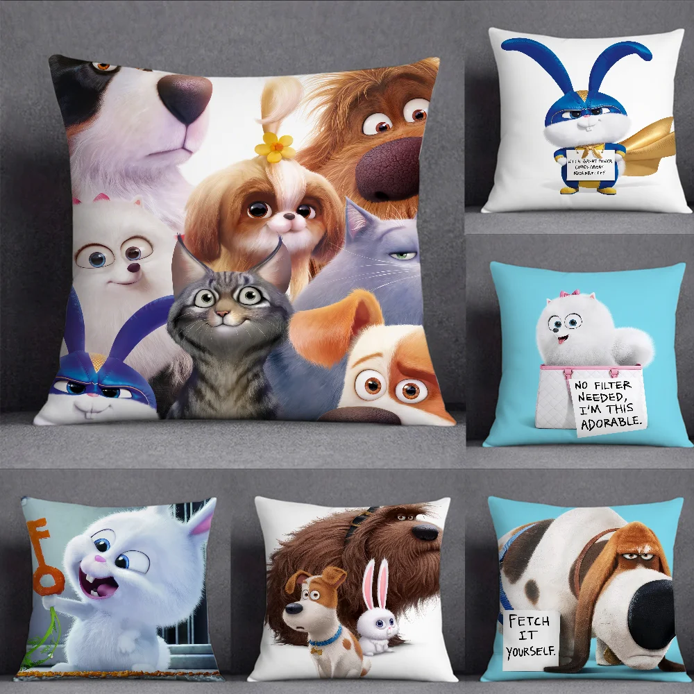 Movie T-THE SECRET LIFE OF P-PETS Pillow Case Square Double-Sided Printing Short Plush Sofa Cushion Cover Bedroom Bedside Pillow