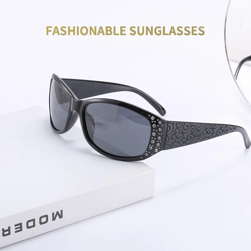 Vintage Women Sunglasses Fashion Polarized Sunshades Women's Diamond Inlaid Retro Night Vision Photochromic Lens Glasses