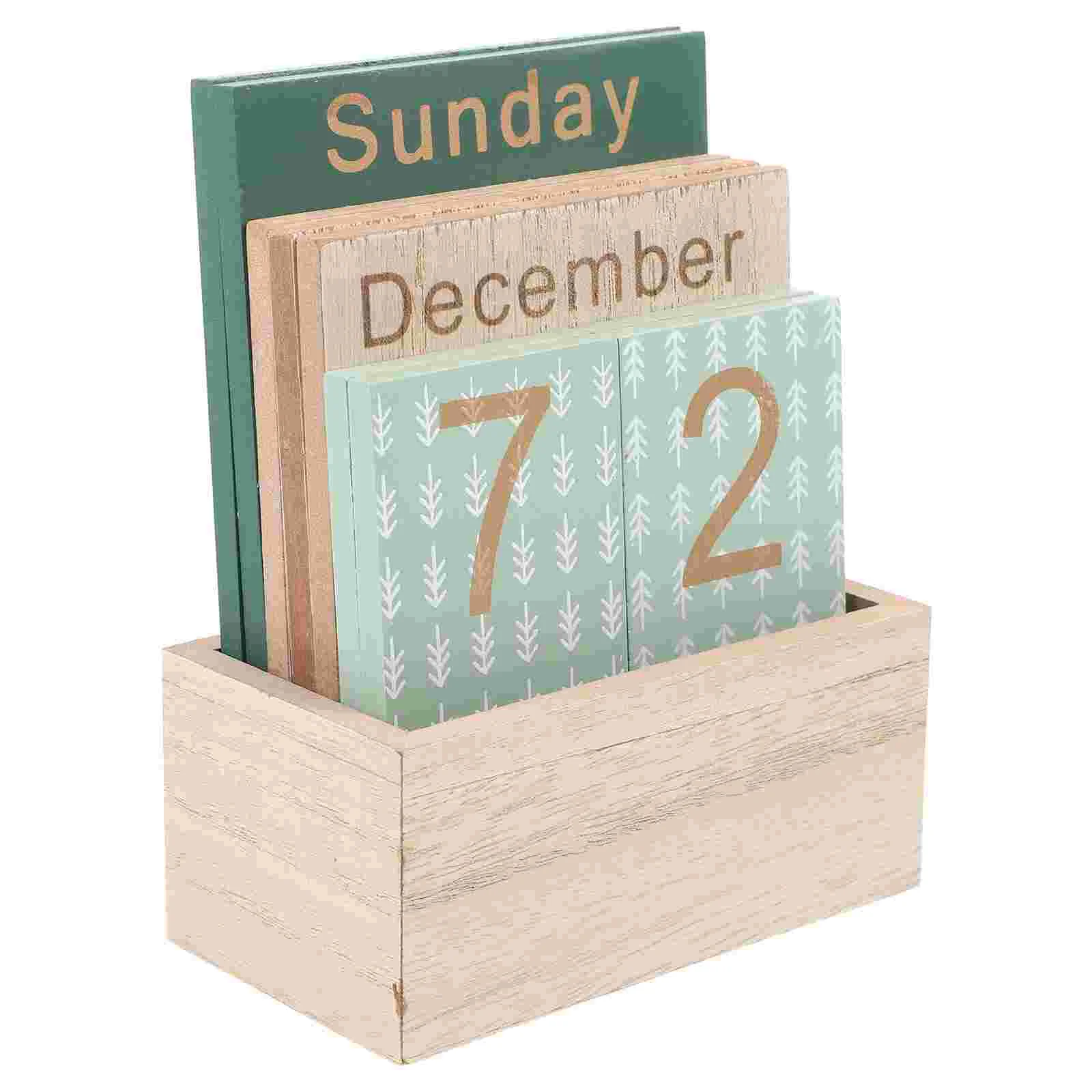 Wooden Block Calendar Mini Desktop Removable Calendar Perpetual Desk Calendars Creative Home Decorations Office Supplies