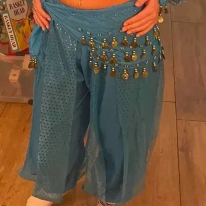 Szyfonowe spodnie haremki do tańca brzucha Arabskie Halloweenowe latarnie Jasne kolorowe spodnie cekinowe Fantazyjne spodnie Bloomersy Spodnie dla tancerki Nowy styl