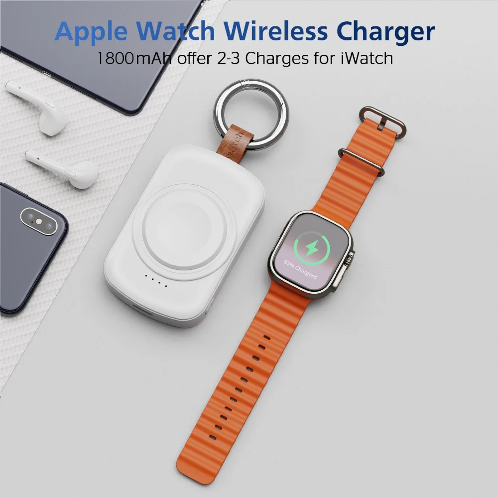 Magnetic Watch Wireless Charger Portable with Keychain 1800mAh For Apple Watch 11 10 9 8 7 6 5 4 SE/UItra Fast Charging Station