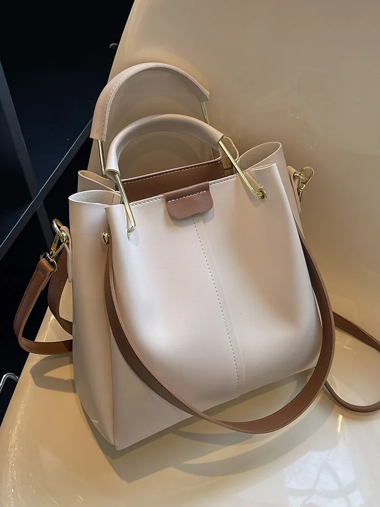 

Большая сумка-ведро Capaci, женская модная сумка через плечо в стиле ретро, повседневная простая сумка со съемным плечевым ремнем