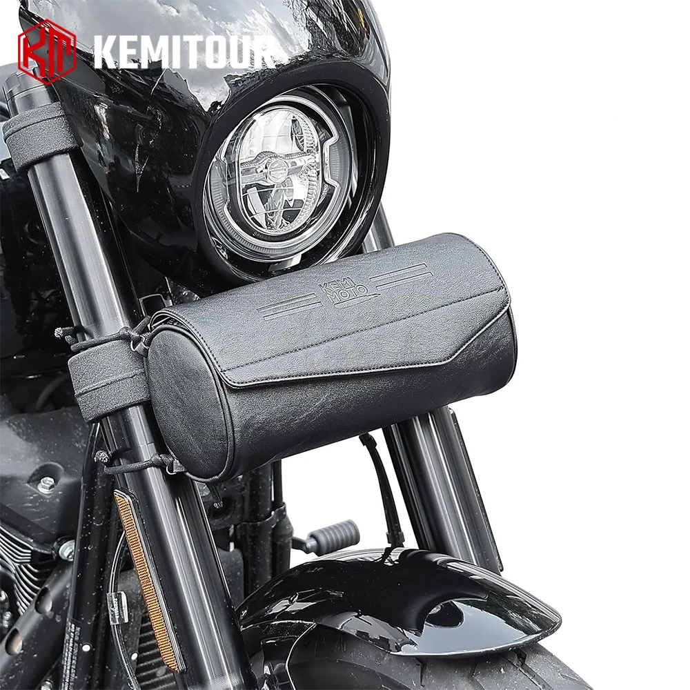 KEMITOUR Motorcycle Front Fork Bag Roll Handlebar Tool Bag Universal for Dyna Softail Sportster Crusier Motorcycle Accessories