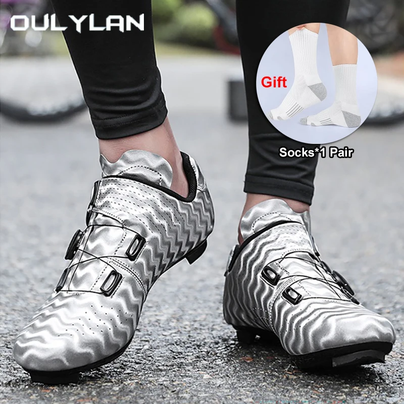 

Oulylan Professional Men Cycling Shoes Breathable Hard-Soled Footwear Booster Road Riding Lock Shoes SPD Road Bike Sneakers