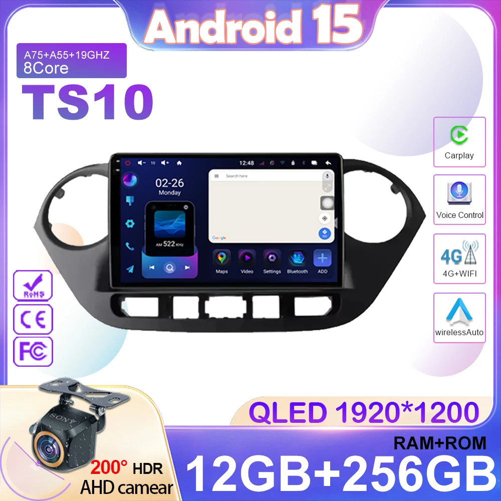Car For Hyundai Grand i10 2013-2018 Auto Radio GPS Navigation 4G Carplay QLED Touch Screen NO 2DIN DVD Android Multimidia Player