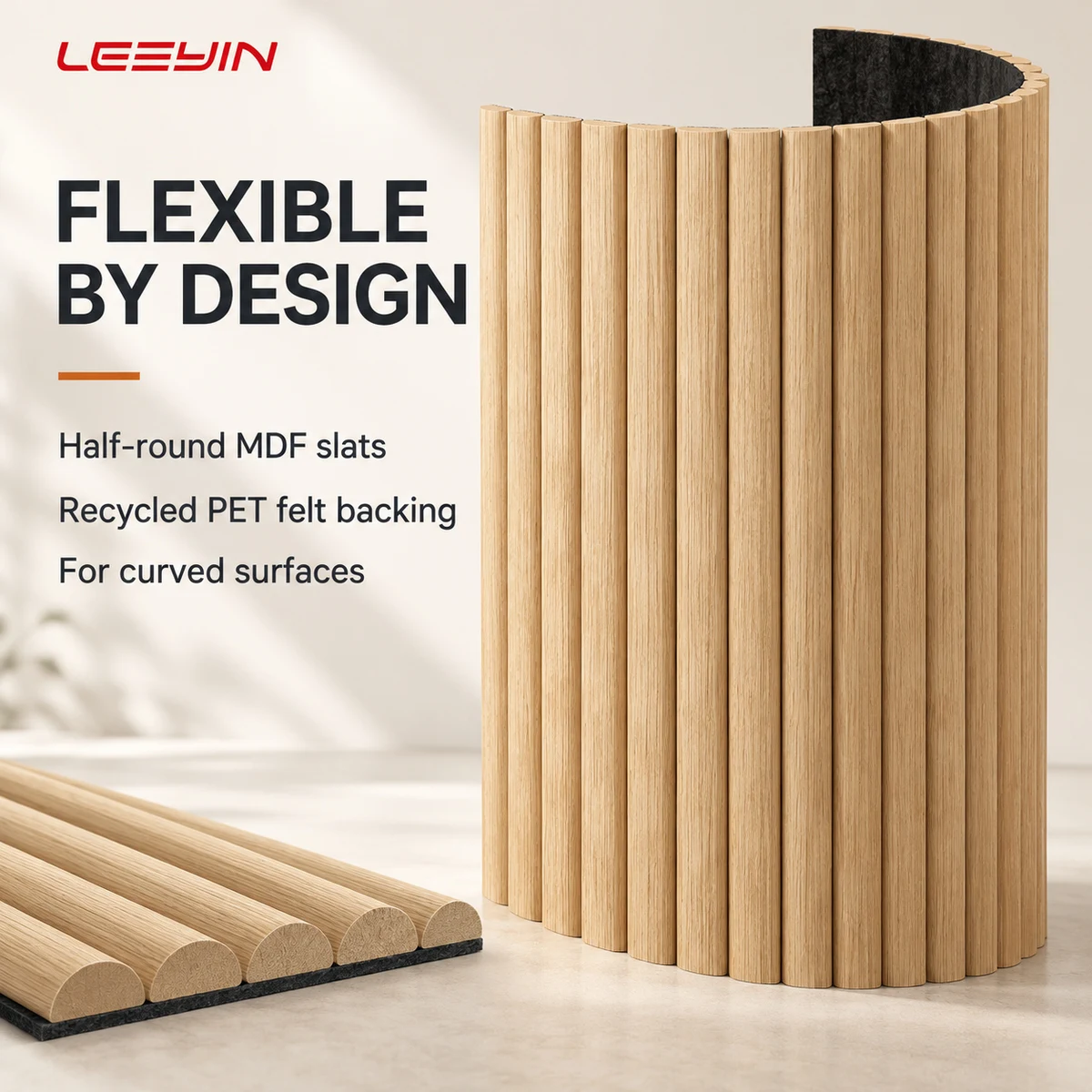 Flexible  Wall Panels Half Round  Panels Paneles De Madera Acoustic Wall Panels Decorative Flexible Slat Wall Panel