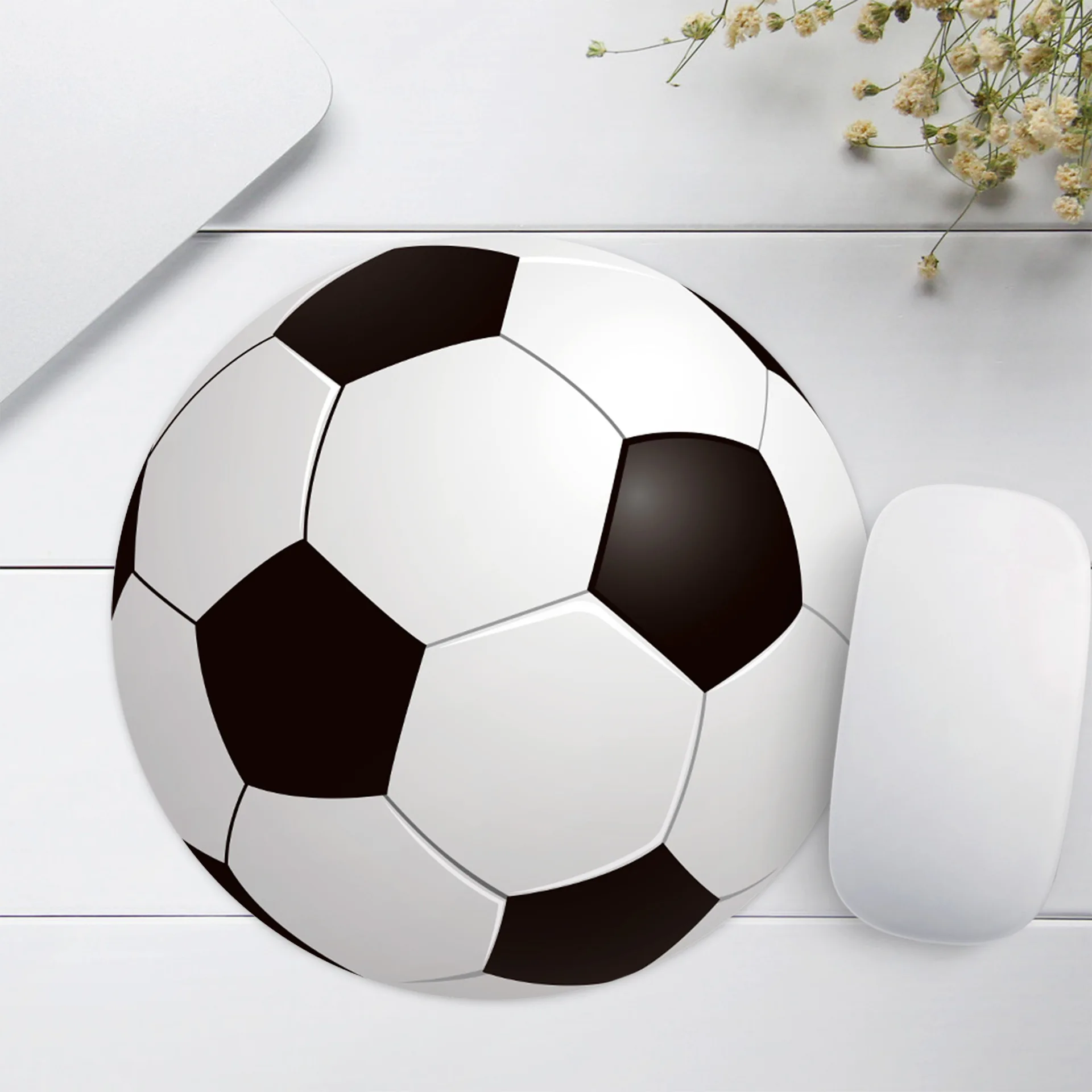 basketball football tennis pattern round mouse pad stain proof small desktop mat for laptop computer