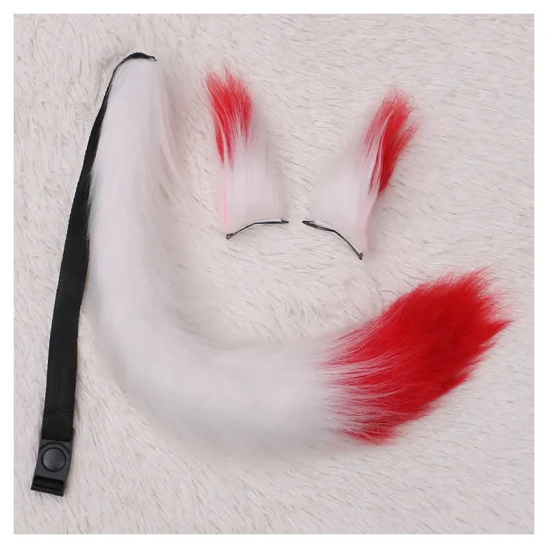 

60cm Novetly Faux Fur Fox Tail Ear Set Adjustable Strap Sexy Fluffy Cat Tails Party Props Anime Cosplay Costume Halloween