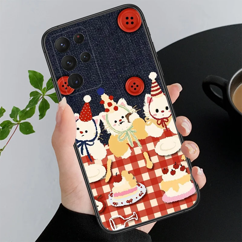 

Fun Cat Phone Case For Samsung A55 A16 A56 A36 A35 A15 A53 A54 A33 A34 A25 A05S A52 A52S A14 A26 A71