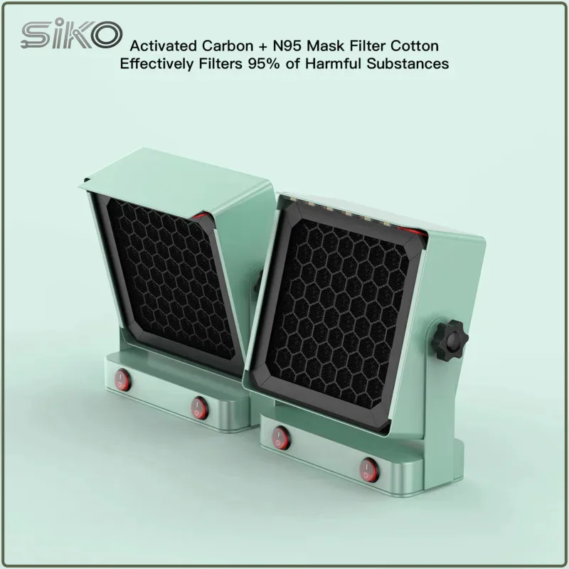 Desktop Smoking Device with LED Light & Activated Carbon+N95 Filter 95% Harmful Fume Removal & USB Powered & Dual Honeycomb Mesh