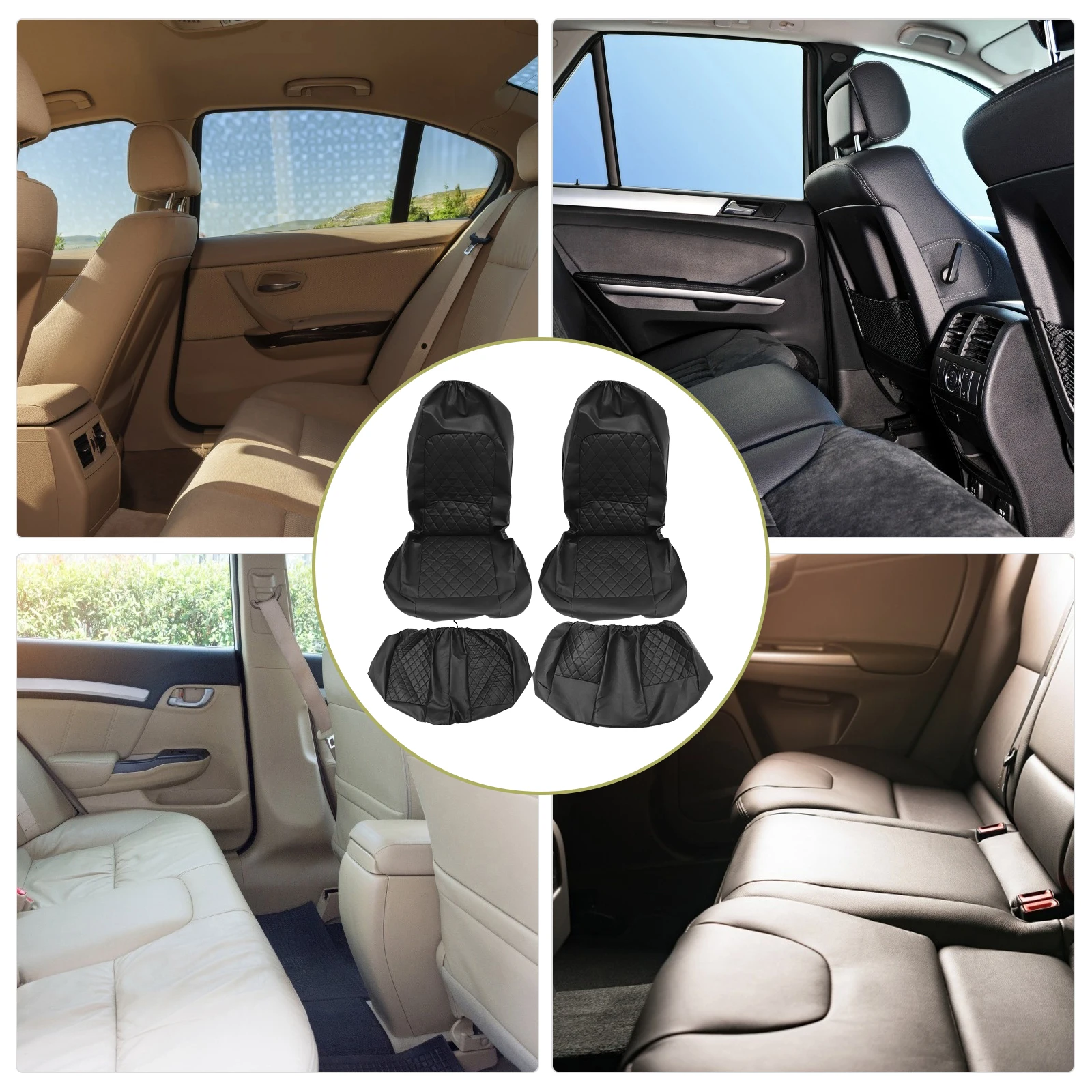 

9 Pieces Car Seat Cover Set Black PU UniversalProtector Truck Van Interior Wear-resistant Durable Soft Comfortable Fit