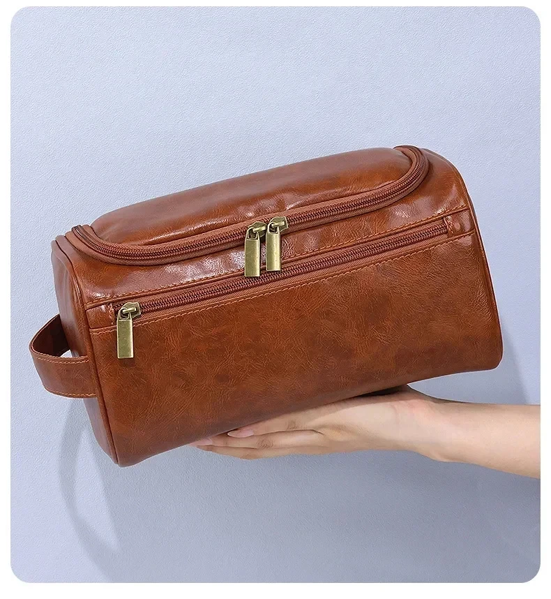 NEUE Leder-Toilettentasche für Herren und Damen, Dopp Kit, Hängende Herren-Kulturtasche, Reisetasche für unterwegs, Große Kosmetiktasche für T – Detail 6