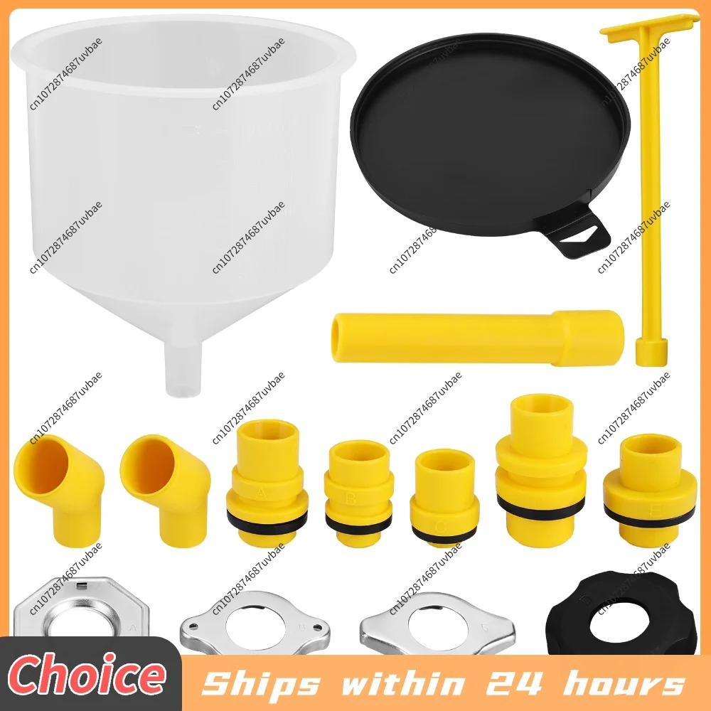 15-Piece No-Spill Engine Oil Funnel Kit with Adapters Spill Free Vehicle Radiator Coolant Filling Funnel for Most Vehicle Types