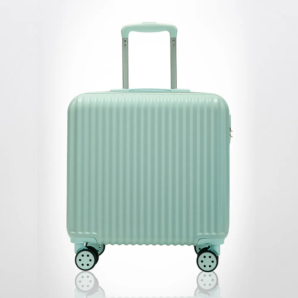 

New Green/Pink/Silver/White Spinner Women Travel Suitcase 18 Inches Luggage With Trolley Super Compressive Material ABS+PC