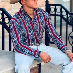 Western denim long sleeve shirt ethnic tribal style party outdoor casual luxury men's shirt design soft and comfortable 2024