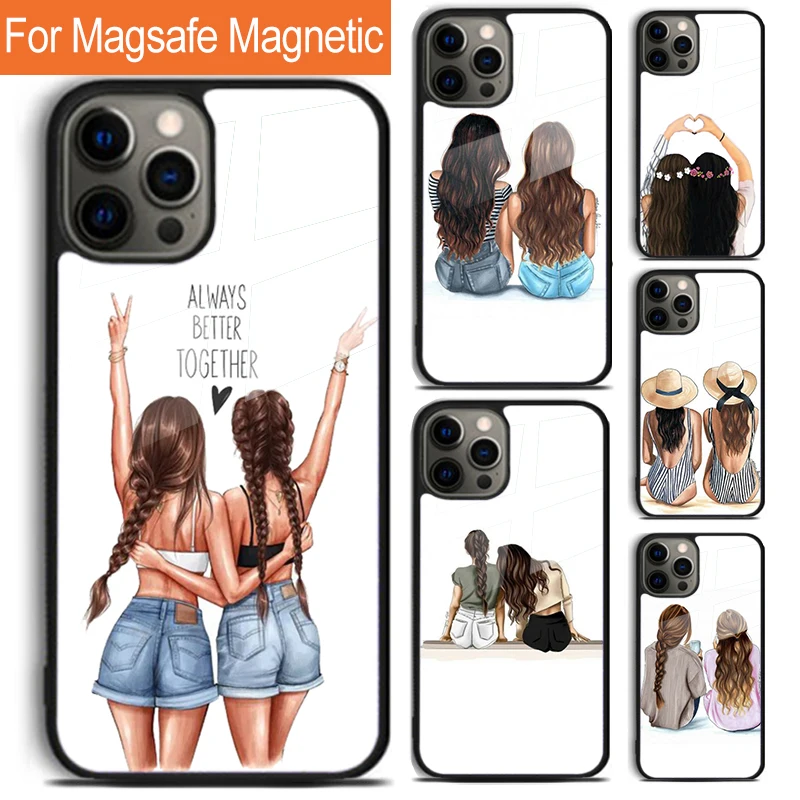 

Best Friends BFF Matching Phone Case For iPhone 16 15 14 13 12 11 Pro Max Plus Magsafe Magnetic Wireless Charging Cover