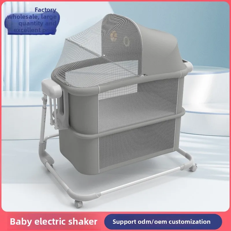 Baby electric cradle sleeping basket multi-functional cradle bed newborn sleep coaxing artifact automatic shaking, safe and comf