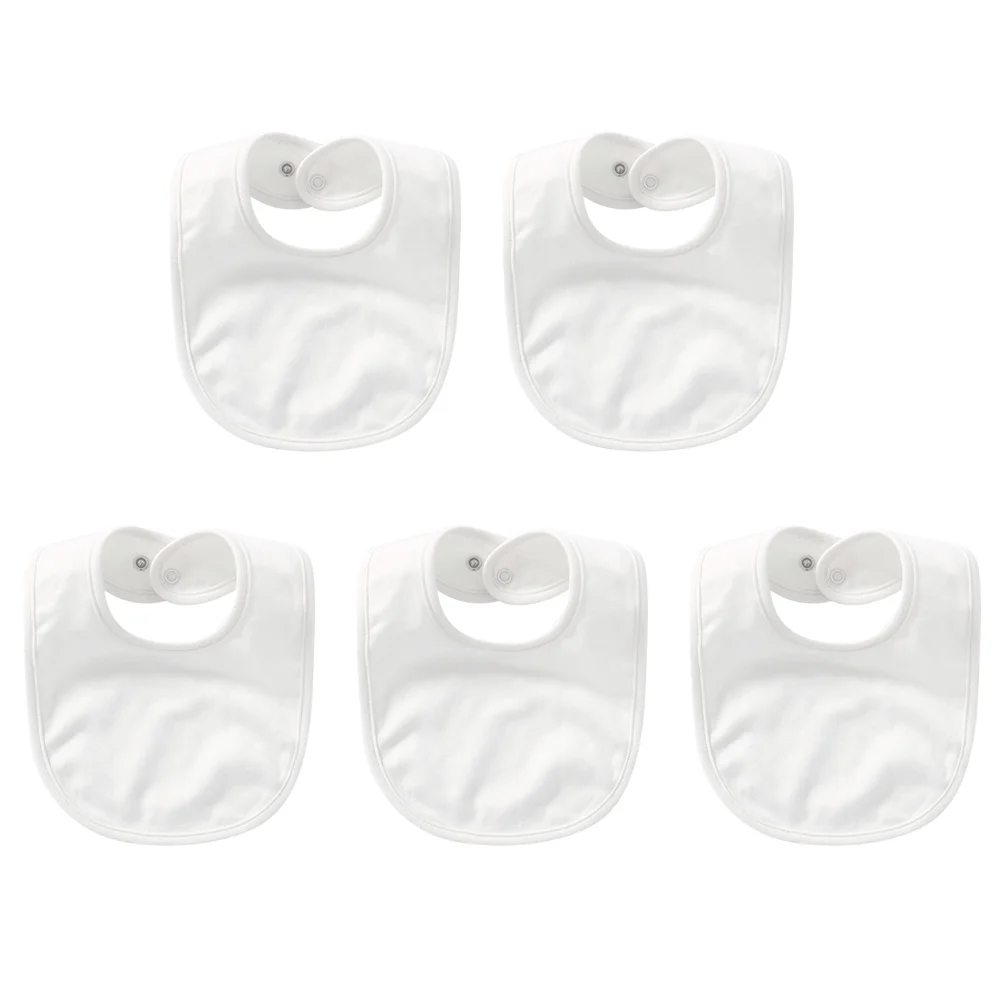 

5pcs Infant Newborn Kids Pure Cotton Double Layer Bandana Drool Bibs Feeding Saliva Towel Bibs with Snaps (White)