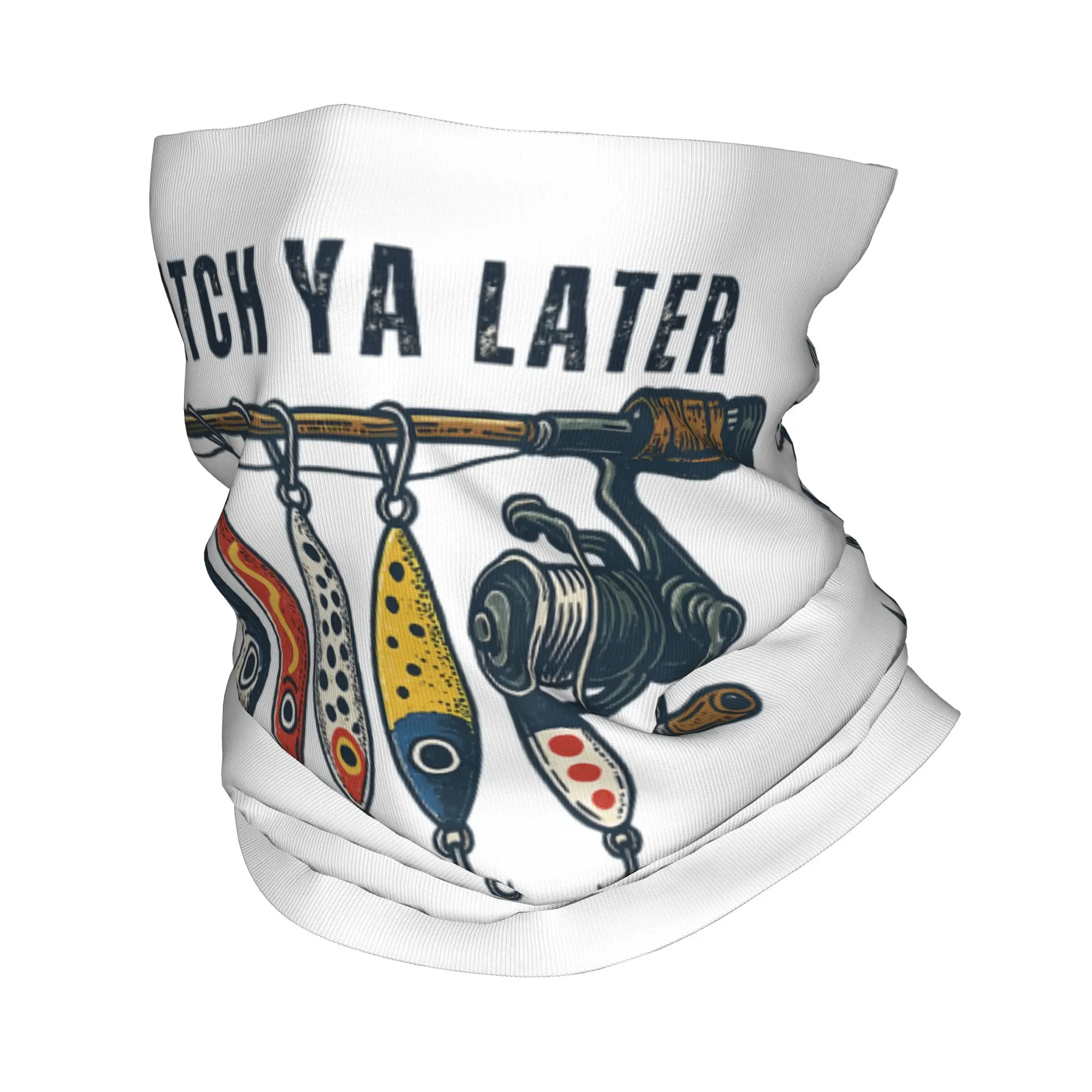 Catch Ya Later Funny Vintage Fishing Bandana Neck Cover Balaclavas Wrap Scarf Printed Lures Outdoor Headwear Hiking Unisex Adult