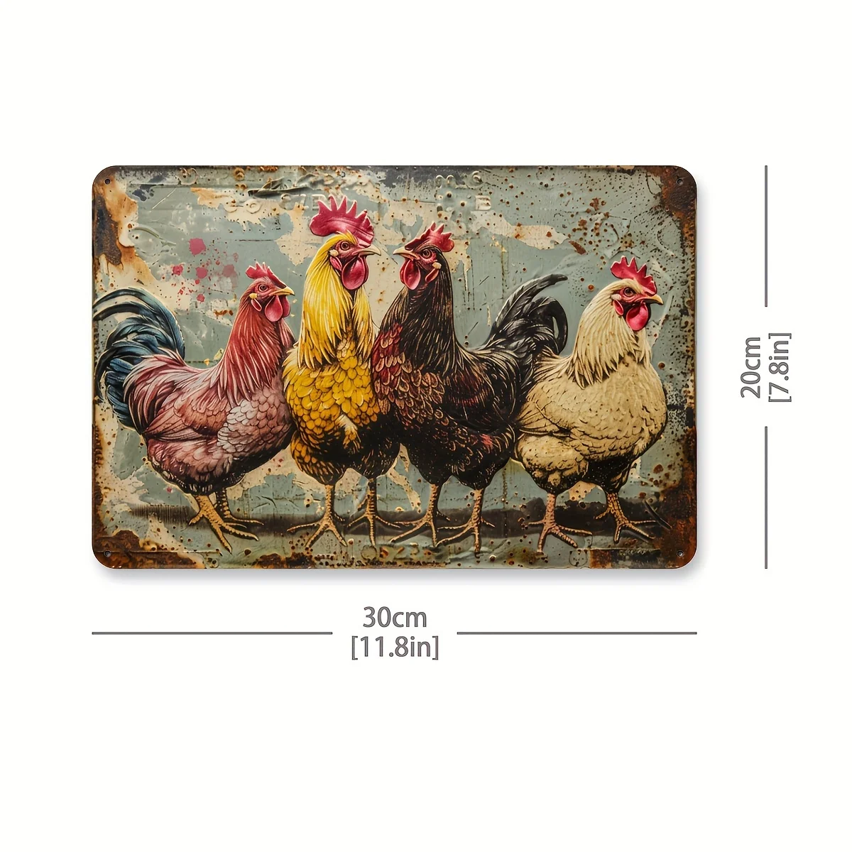 One, Country Rooster Metal Tin Sign, Vintage Wall Art, Indoor & Outdoor Decor, Farmhouse Style, Home, Office, Restaurant, Caf