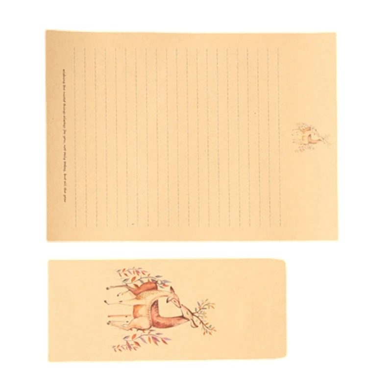 10x/Set Writing Letter Paper with Deer Pattern Stationery Paper & Envelopes Set Dropship