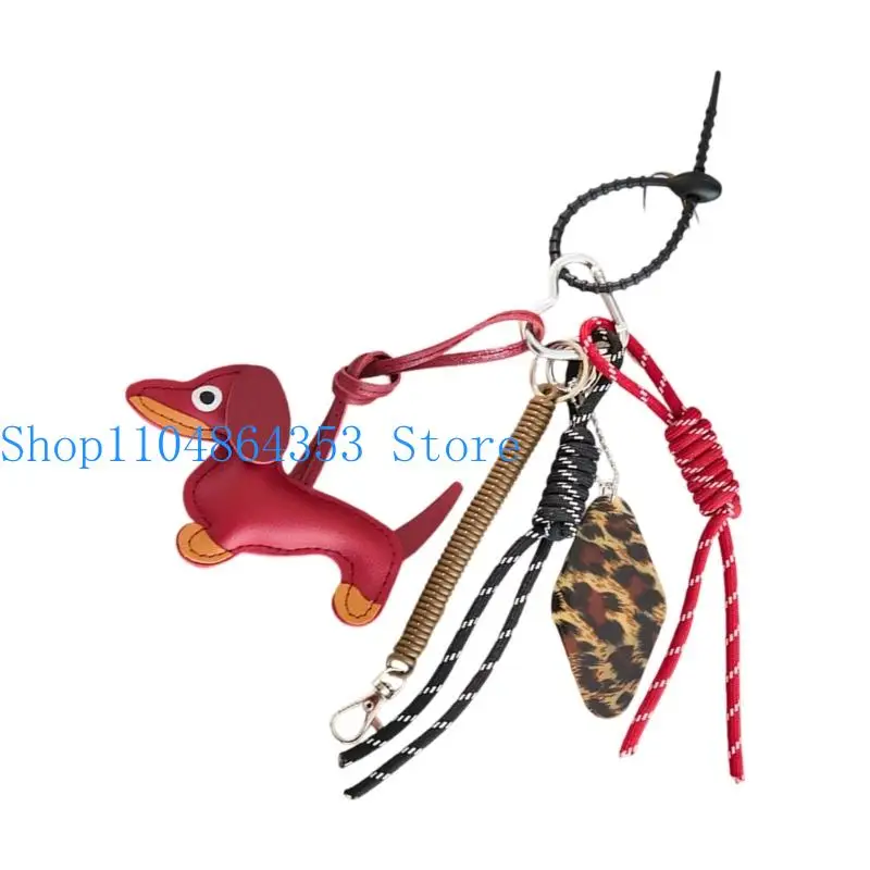 652F Pet Lover Keychain Artisanal With Not Toxic Rope Lovely Frankfurter Dog Plan Gentle Bag Charm
