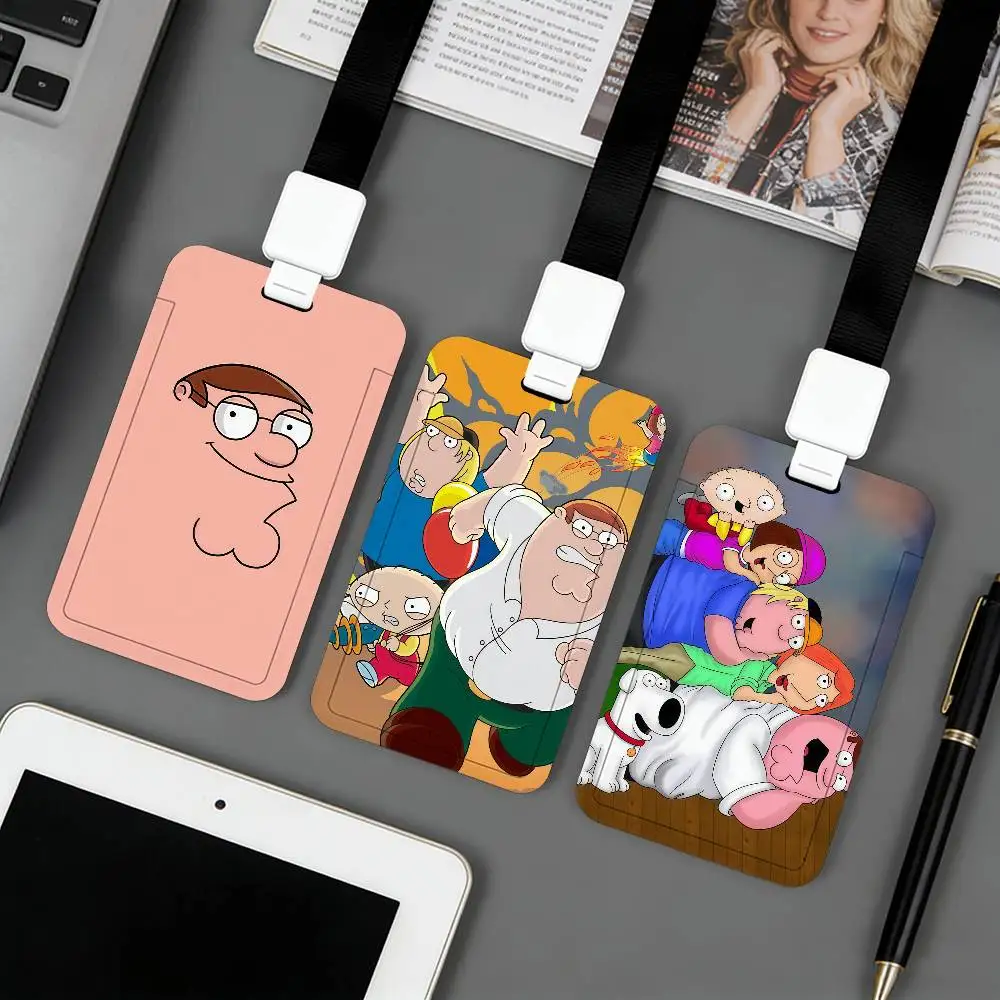 Cartoon Family G-Guy Card Holder Corporate Business Work Badge Holders Uisex Credit Bus Daily Commute ID Case