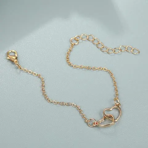 Y2K Accessories Ins Cold Wind Metal Alloy Peach Heart Double Heart Bracelet Interlocking Small Love Bracelet Bracelet