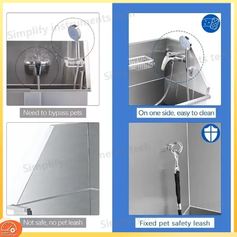 34 Inch Professional Dog Bathtub with Sliding Door Pet Grooming Wash Station for Small Medium Dogs Home Dog Washing Tub