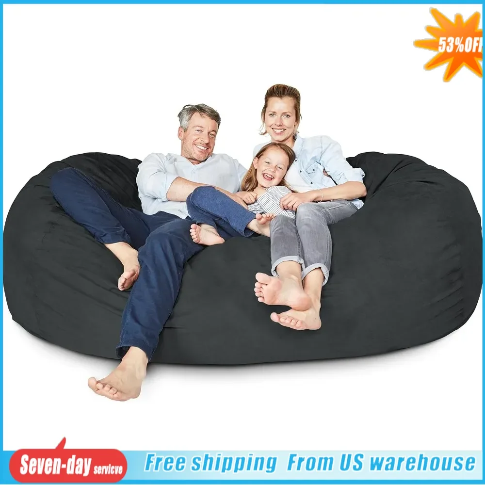 Bean Chair Giant Luxurious 7ft with Microsuede Cover, Ultra Soft  Foam Filling Washable Jumbo Bean Bag Sofa for Kids, Bean Chair