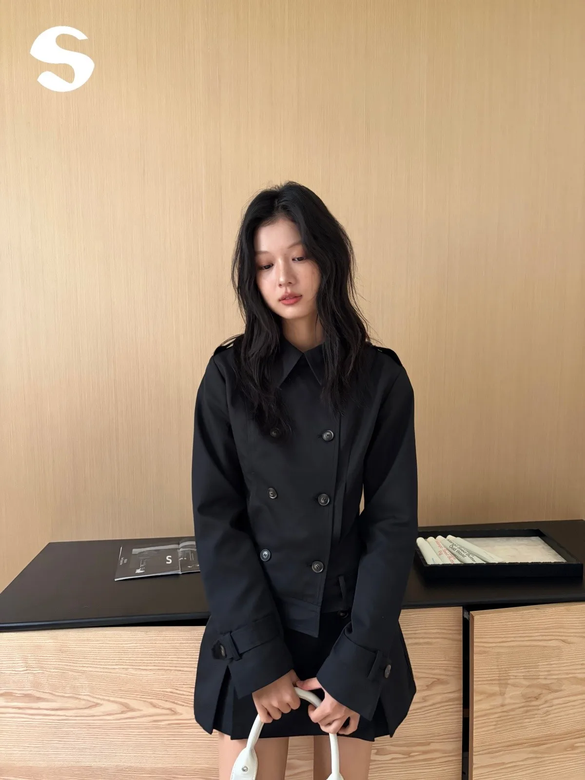 Sleep at 11 Korean Style Motorcycle Jacket Windbreaker Coat Half Skirt Women's Two-Piece Set Short Sleeve Long Pants Autumn C...