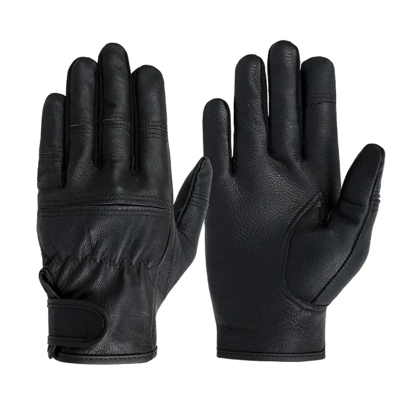 High Sheepskin Gloves Leather Men\'s Motorcycle Glove Warm Touch Screen Leather Protection Wear Resistance Labor Protection