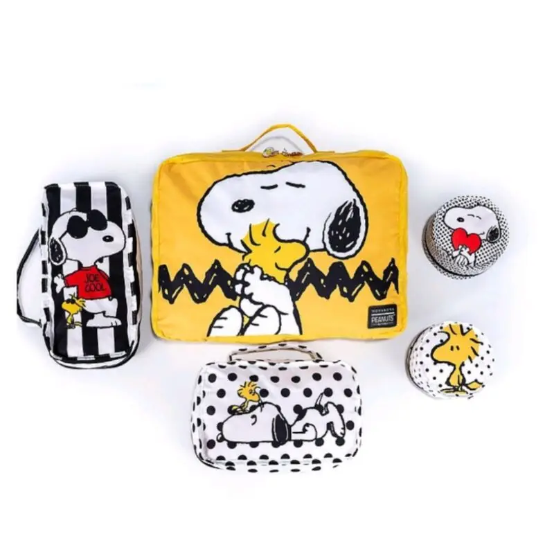 New Anime Snoopy Cute Cartoon Travel Storage Bag 4-Piece Set For Portable Suitcase Clothes Organizer Bag Storage Pocket Gift