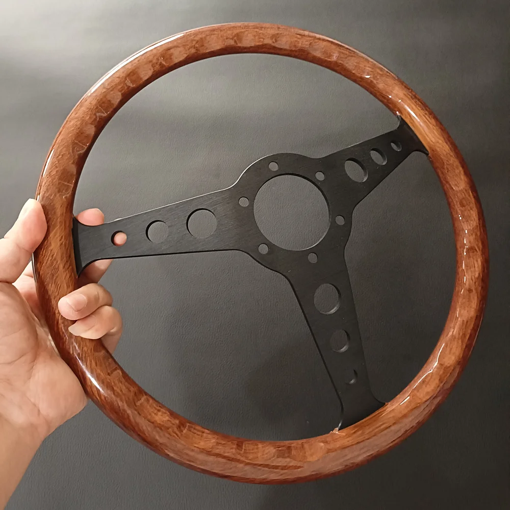 Classic 350MM 14Inch Racing In.dy Wood Steering Wheel Universal Modified Drift JDM Sport Wooden Grain MxO Steering Wheel 6