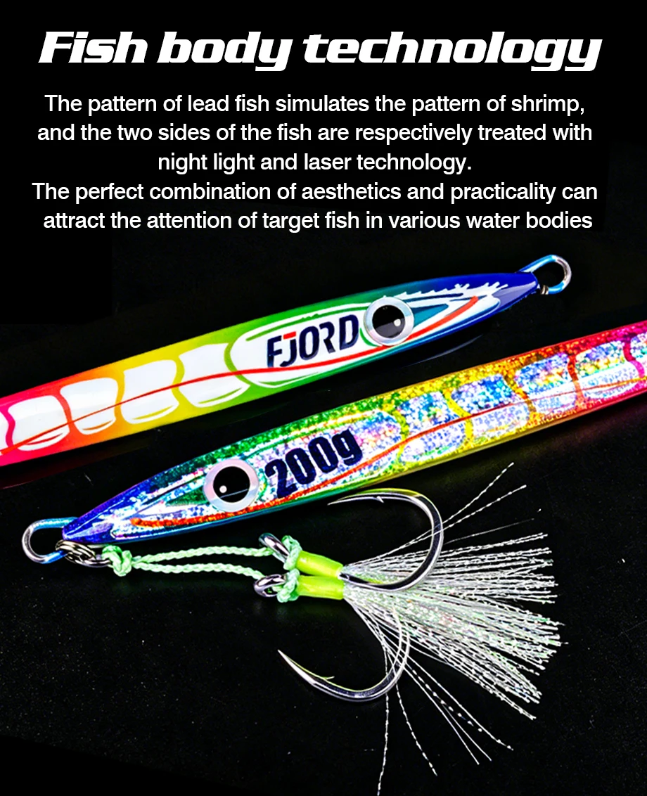 FJORD 150g 200g 250g Metall-Jig Angelköder UV Nachtleuchtend Meeres-Swimbaits Künstliche Köder Jigs Angelausrüstung Angelzubehör – Detail 2