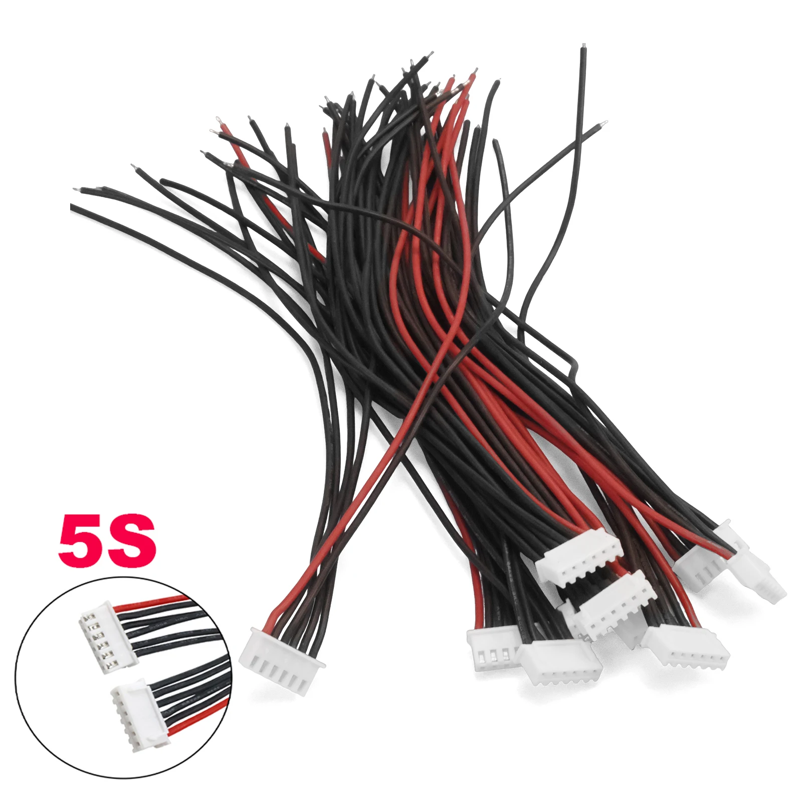 5pcs/lot 1S 2S 3S 4S 5S 6S 7S 8S Balance Cable JST-XH 22AWG 50cm Super Soft Silicone Wire Heat Resistant 200°C for RC Drone