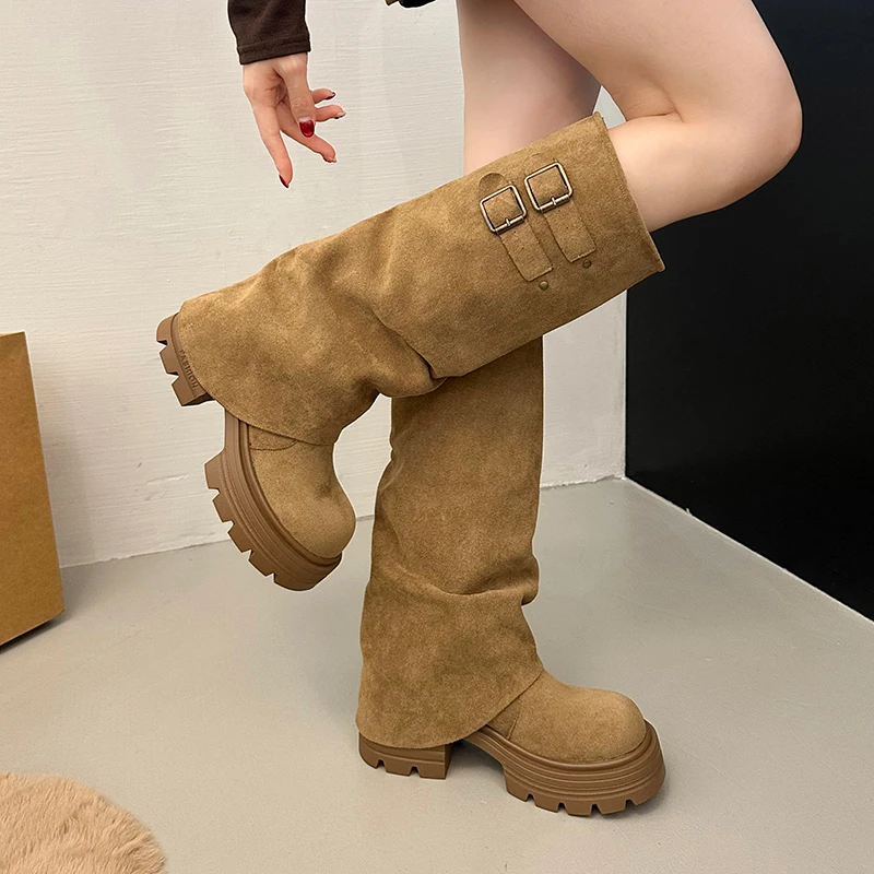 منصة عالية الكعب النساء أحذية عالية الشتاء أحذية مكتنزة 2025 موضة الجلد المدبوغ مضخات تشيلسي الأحذية الراحة عادية الثلوج بوتاس Mujer #3