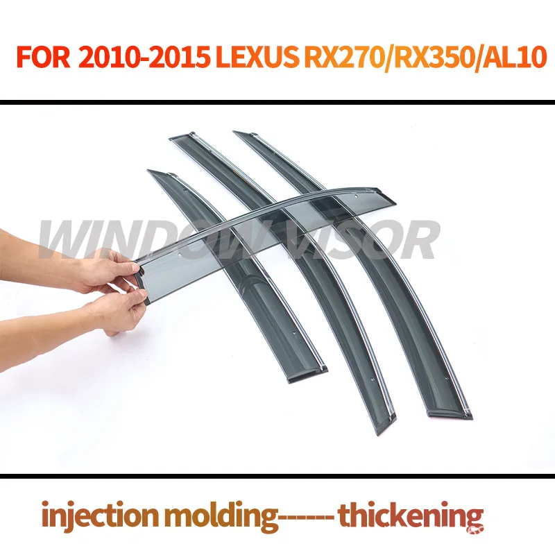 Thickening Car Window Visor PC with 3D Stainless Side Vent Wind Shade for Lexus RX270 RX350 AL10 2010~2015 Rain Guard Deflector