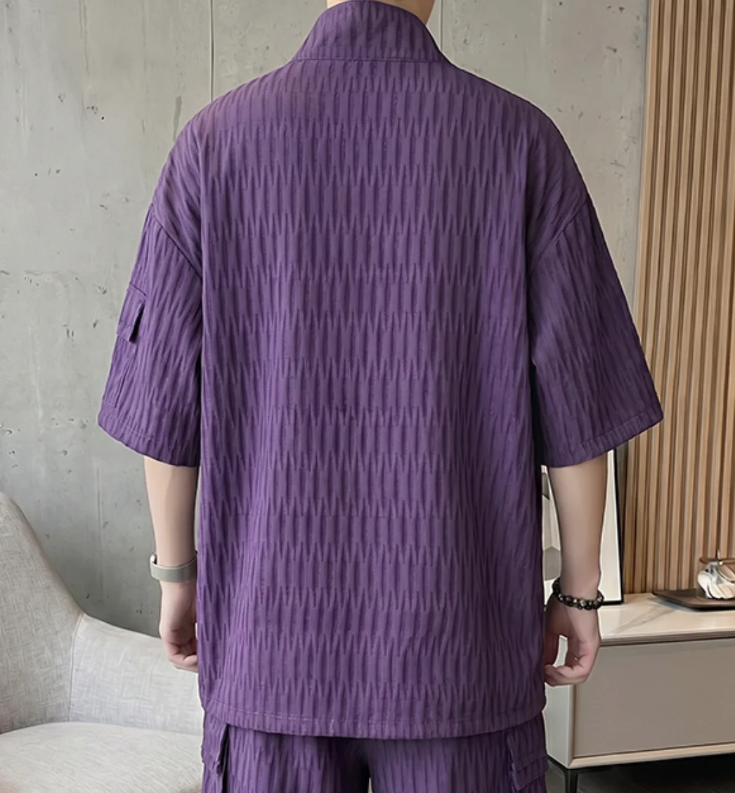 Plus Size Men's Summer Half-Zip Stand Collar Short Sleeve Shirt Casual Loose Breathable Streetwear Daily Sports Quick Dry Street